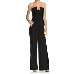 Black Halo Lena Velvet Trim Strapless Jumpsuit